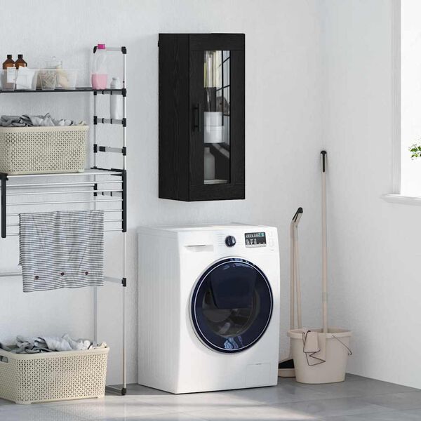 vidaXL Meuble mural Ch&ecirc;ne noir 34,5 x 34 x 90 cm