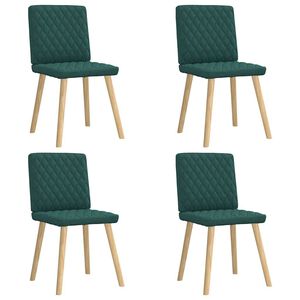 vidaXL Chaises &agrave; manger lot de 4 vert fonc&eacute; tissu
