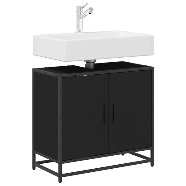 vidaXL Armoire de lavabo de salle de bain noir 65x33x60 cm