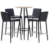vidaXL Ensemble de bar 5 pcs Similicuir Noir