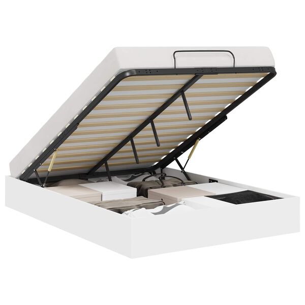 vidaXL Cadre de lit ottoman Blanc 193 x 120 x 25 cm Bois d&rsquo;ing&eacute;nierie