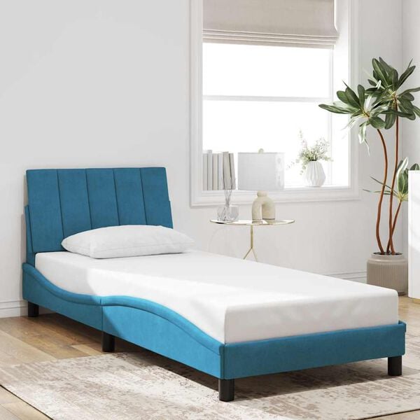 vidaXL Cadre de lit sans matelas Hanko bleu 90x190 cm velours