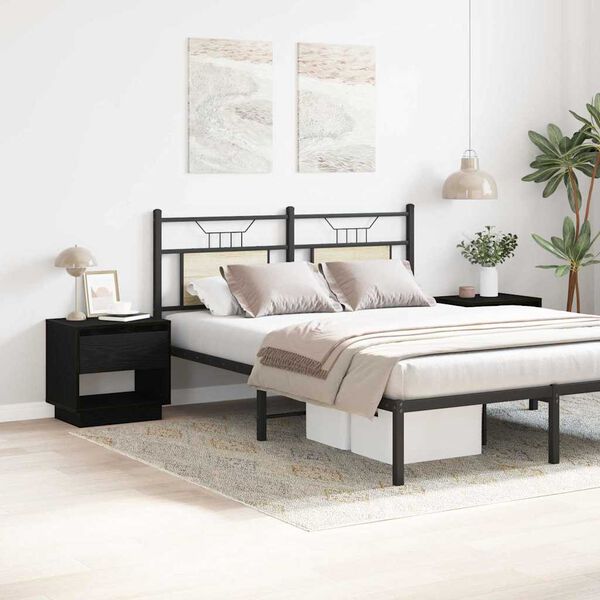 vidaXL Table de nuit avec tiroir 2 pcs Ch&ecirc;ne noir 45 x 34 x 44 cm