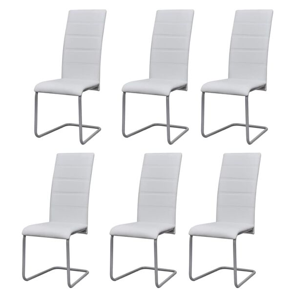 vidaXL Chaises à manger cantilever lot de 6 blanc similicuir