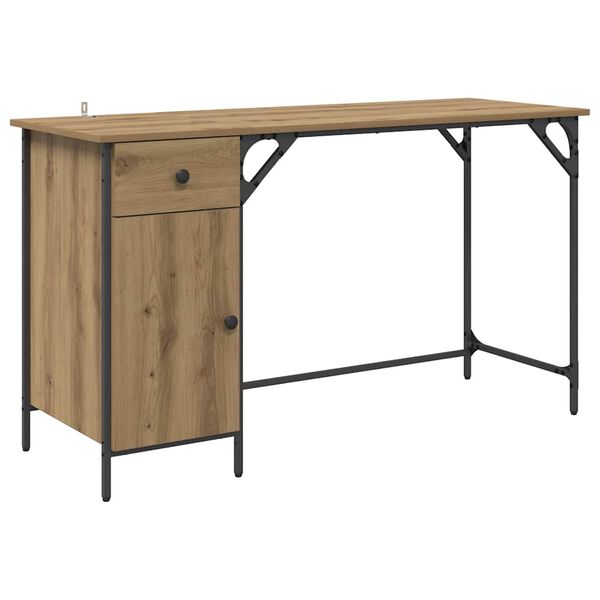 vidaXL Bureau d'ordinateur Ch&ecirc;ne artisanal 131 x 48 x 75 cm