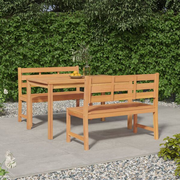 vidaXL Ensemble &agrave; manger de jardin 3 pcs Bois de teck massif