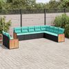 vidaXL Salon de jardin 10 pcs avec coussins noir r&eacute;sine tress&eacute;e