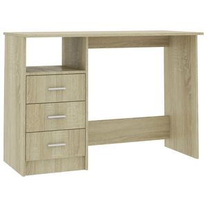 vidaXL Bureau avec tiroirs Ch&ecirc;ne sonoma 110x50x76 cm Agglom&eacute;r&eacute;