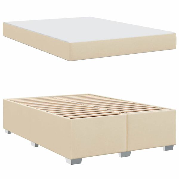 vidaXL Cadre de lit avec matelas Cr&egrave;me 140 x 200 cm tissu