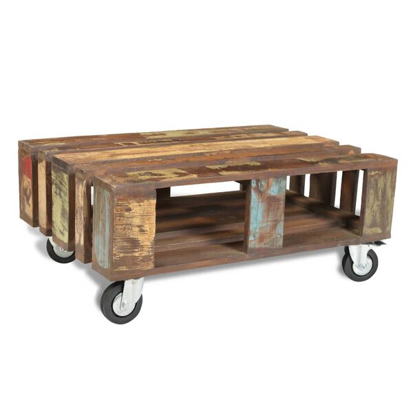 vidaXL Table basse avec 4 roulettes Bois recycl&eacute;