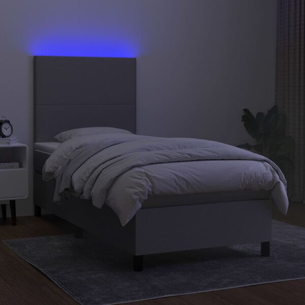 vidaXL Sommier &agrave; lattes de lit avec matelas et LED Gris clair 80x200cm