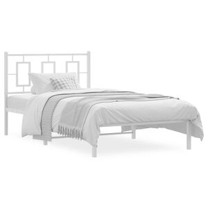 vidaXL Cadre de lit m&eacute;tal sans matelas et t&ecirc;te de lit blanc 100x190 cm