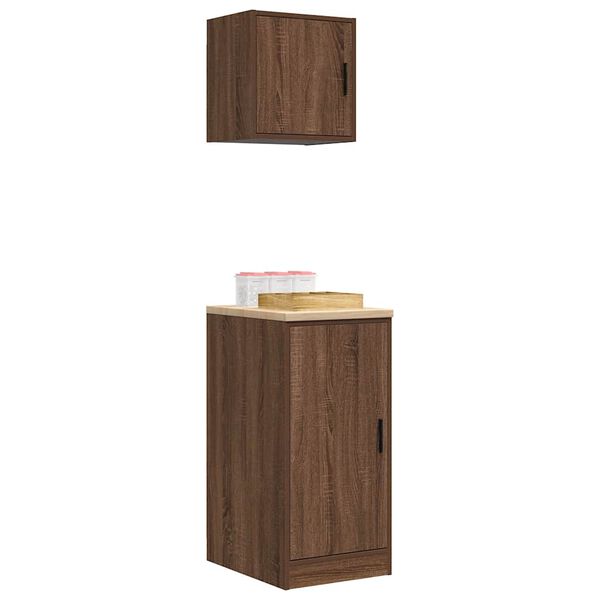 vidaXL Armoires de garage 2 pcs ch&ecirc;ne marron bois d'ing&eacute;nierie
