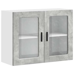 vidaXL Armoire murale de cuisine avec porte en verre Porto gris b&eacute;ton