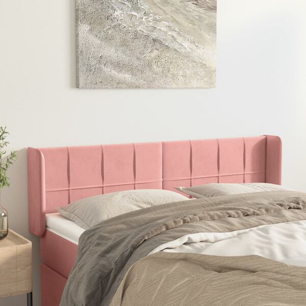 vidaXL T&ecirc;te de lit avec oreilles Rose 147x16x78/88 cm Velours