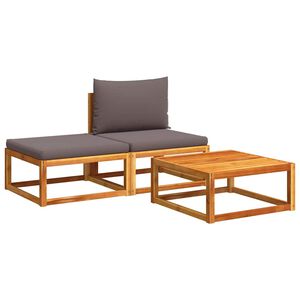 vidaXL Ensemble de canap&eacute;s de jardin 3 pi&egrave;ces avec coussins en bois d'acacia et rotin