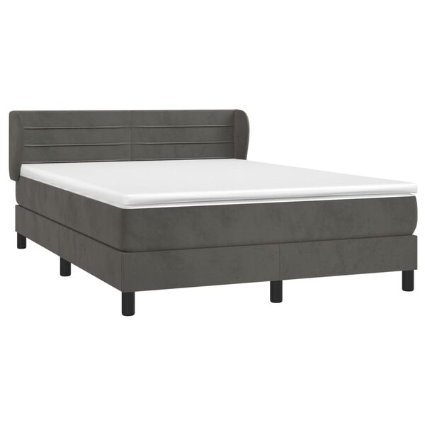 vidaXL Sommier &agrave; lattes de lit et matelas Gris fonc&eacute; 160x200cm Velours