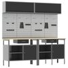 vidaXL Ensemble d'&eacute;tabli 8 pc Noir et gris Acier enduit de poudre