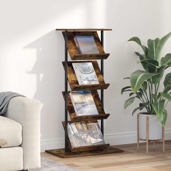 vidaXL &Eacute;tag&egrave;re &agrave; magazines avec &eacute;tag&egrave;re Ch&ecirc;ne fum&eacute; 68 x 40 x 123,5 cm