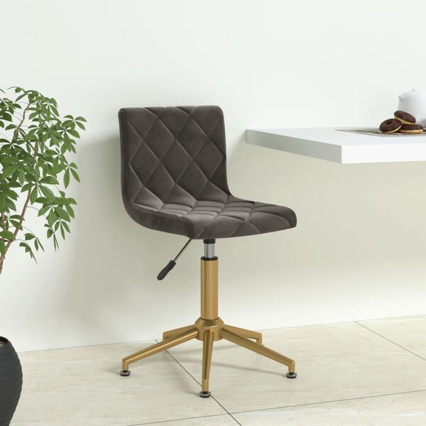 vidaXL Chaise pivotante de salle &agrave; manger Gris fonc&eacute; Velours