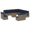 vidaXL Ensemble de canap&eacute; de jardin 14 pcs avec coussins gris r&eacute;sine tress&eacute;e