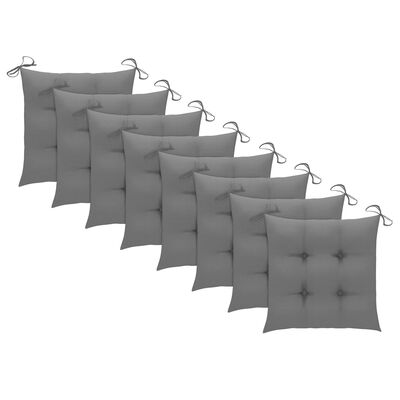 vidaXL Chaises de jardin avec coussins gris lot de 8 Bois teck massif