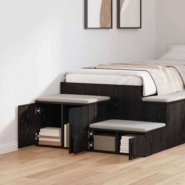 vidaXL Armoire de rangement 2 pcs Ch&ecirc;ne noir 118 x 41 x 40 cm