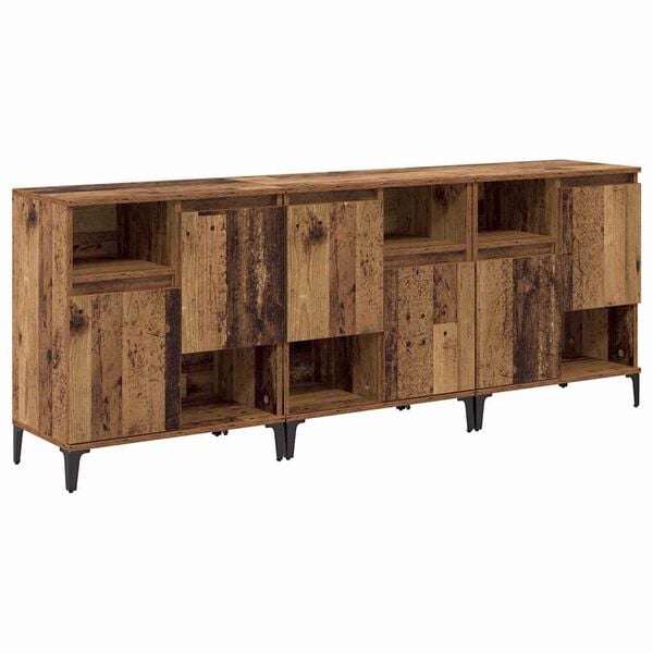 vidaXL Buffets 3 pcs Bois Ancien 60 x 35 x 70 cm Bois d'ing&eacute;nierie
