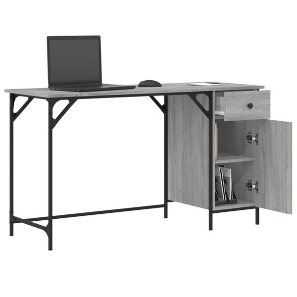 vidaXL Bureau d'ordinateur sonoma gris 131x48x75 cm bois d’ingénierie