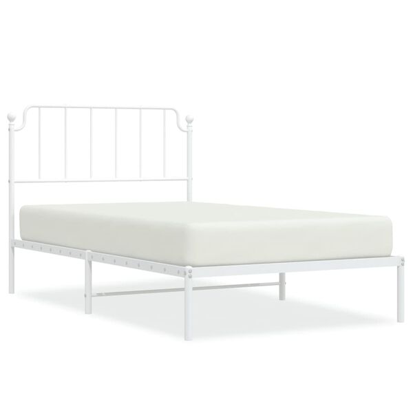 vidaXL Cadre de lit m&eacute;tal sans matelas et t&ecirc;te de lit blanc 107x203 cm