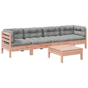 vidaXL Salon de jardin 5 pcs et coussins bois massif sapin de douglas