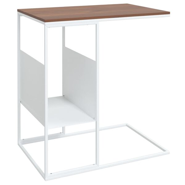 vidaXL Table d'appoint Blanc 55x36x59,5 cm Bois d'ing&eacute;nierie