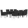 vidaXL Ensemble &agrave; manger de jardin 9 pcs noir r&eacute;sine tress&eacute;e et acier
