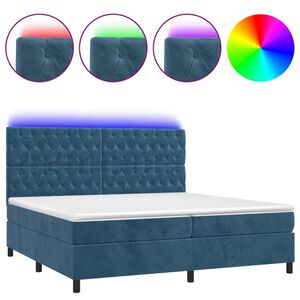 vidaXL Sommier &agrave; lattes de lit matelas et LED Bleu fonc&eacute; 200x200 cm