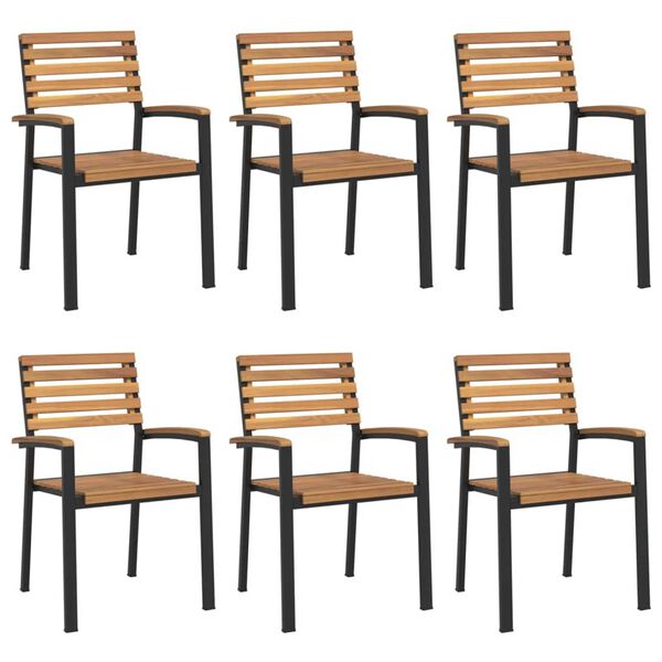 vidaXL Ensemble &agrave; manger de jardin 7 pcs bois d'acacia solide et m&eacute;tal