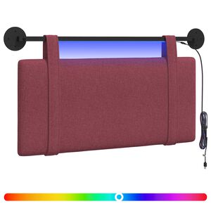 vidaXL T&ecirc;te de lit suspendue Avec lumi&egrave;re LED Bordeaux Tissu