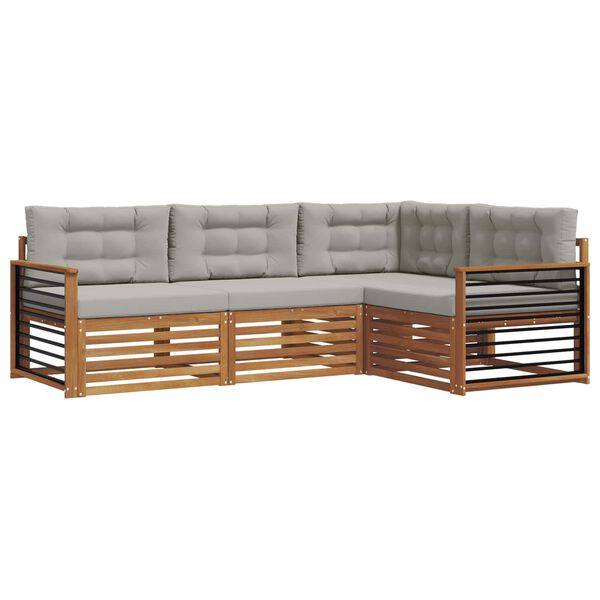 vidaXL Ensemble de canap&eacute;s d'ext&eacute;rieur 4 pcs Gris Naturel et Clair