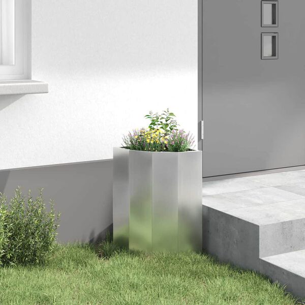 vidaXL Jardini&egrave;re d'Angle Argent 30 x 30 x 50 cm Acier galvanis&eacute;