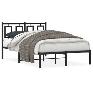 vidaXL Cadre de lit m&eacute;tal sans matelas avec t&ecirc;te de lit noir 120x200cm