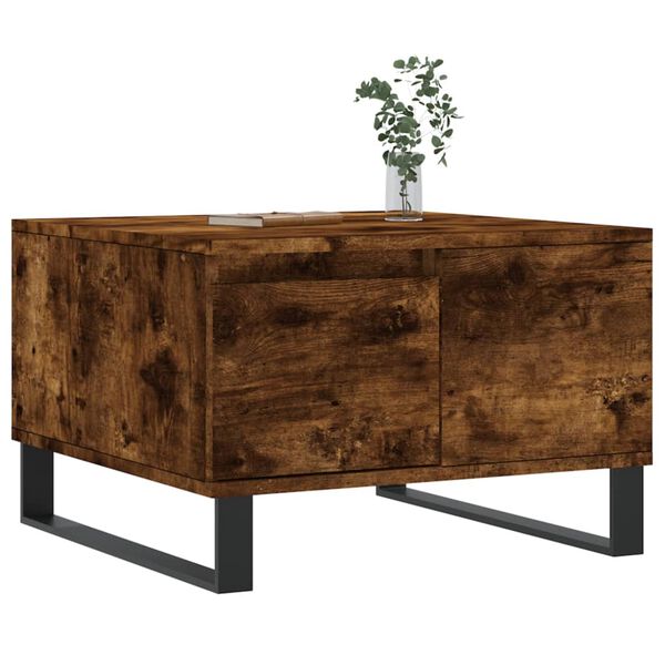 vidaXL Table basse ch&ecirc;ne fum&eacute; 55x55x36,5 cm bois d'ing&eacute;nierie