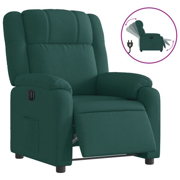 vidaXL Fauteuil inclinable &eacute;lectrique Vert fonc&eacute; Tissu