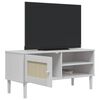 vidaXL Meuble TV SENJA aspect rotin blanc 106x40x49cm bois massif pin