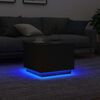 vidaXL Table basse avec lumières LED chêne noir 50x50x40 cm