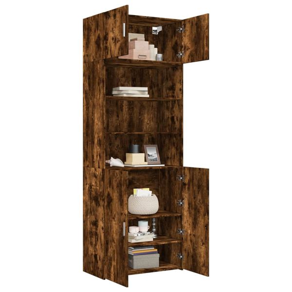 vidaXL Armoire de rangement chêne fumé 80x42,5x225cm bois d'ingénierie
