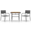 vidaXL Mobilier &agrave; d&icirc;ner d'ext&eacute;rieur 3 pcs R&eacute;sine tress&eacute;e Gris