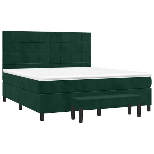 vidaXL Sommier &agrave; lattes de lit et matelas Vert fonc&eacute; 160x200cm Velours