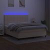 vidaXL Sommier &agrave; lattes de lit et matelas et LED Cr&egrave;me 180x200cm Tissu