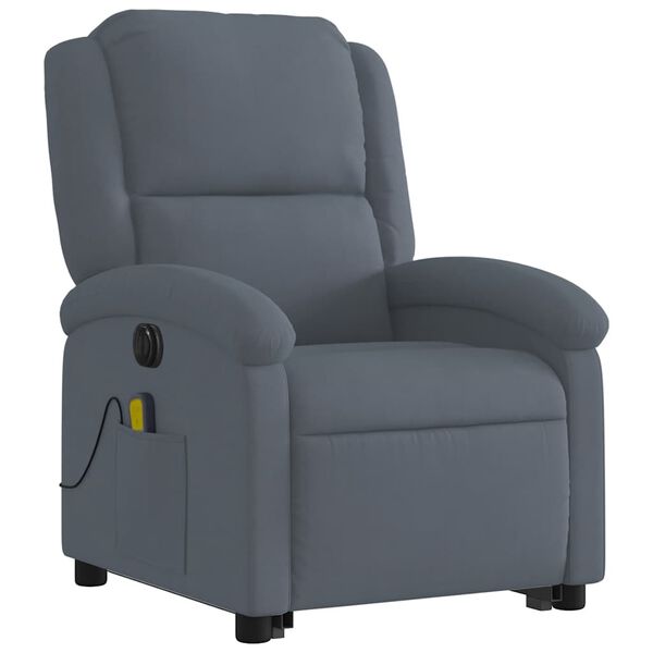 vidaXL Fauteuil inclinable de massage &eacute;lectrique gris fonc&eacute; velours