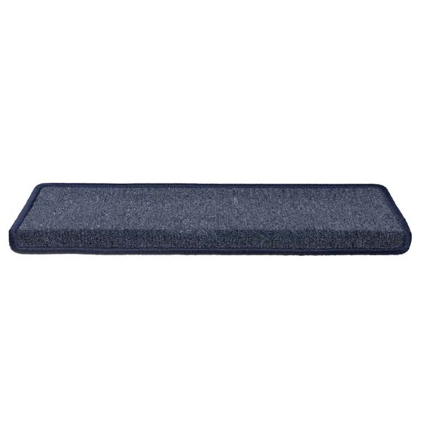 vidaXL Tapis d'escalier 30 pièces 65 x 21 x 4 cm Gris foncé et bleu Bordure rectangulaire