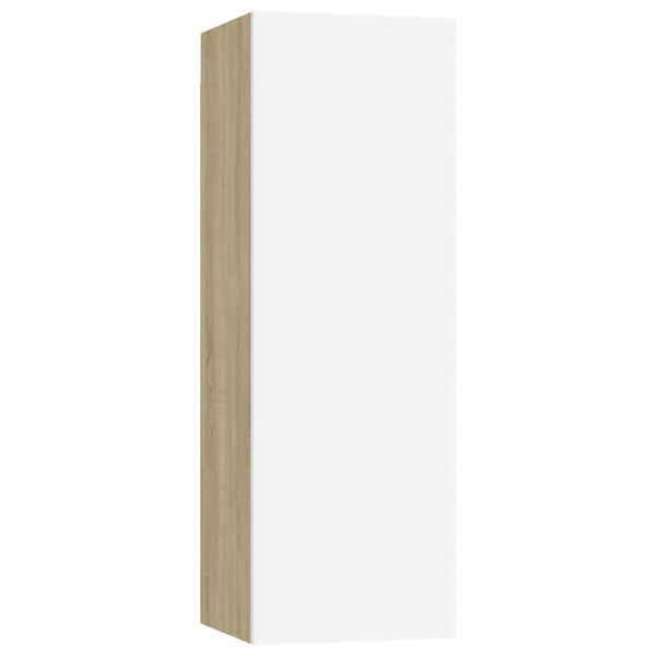 vidaXL Meuble TV Blanc et ch&ecirc;ne sonoma 30,5x30x90 cm Bois d&rsquo;ing&eacute;nierie